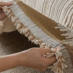 Thickened Sofa Blanket Autumn And Winter Gradient Striped Jacquard Half Velvet Sofa Towel With Tassels Multi-functional Blanket