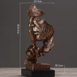 Thinker Statue - Silence is Gold Modern Decor Creative Abstract Art Figurine Resin Sculptures Decoration Room Home Study Office for Men Desktop Ornament