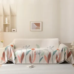 Throw Blankets for Couch and Bed, Soft Cozy Sofa Cover Chenille Blanket with Tassel ,Decorative Blankets and Throws, Leaf Yarn-dyed Blanket for Funiture Protection