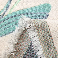 Throw Blankets for Couch and Bed, Soft Cozy Sofa Cover Chenille Blanket with Tassel ,Decorative Blankets and Throws, Leaf Yarn-dyed Blanket for Funiture Protection