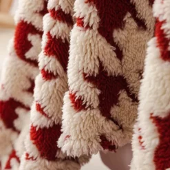 Throw Blankets for Couch and Bed,Soft Cozy Sofa Cover Blanket with Houndstooth Jacquard,Decorative Blankets and Throws, Red Warm Velvet Blanket for Wedding