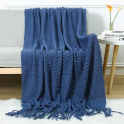 Throw Blankets for Couch with Tassel,Burnt Orange Knitted Throw Blanket for Bed, Super Soft Warm Large Throws for Home