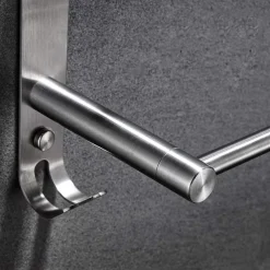 3-Tier Towel Rail with Hooks for Bathroom Wall Mounted Stainless Steel Towel Bar Brushed Nickel Towel Rack Rustproof Towel Bar 40/50/60CM(Silvery)