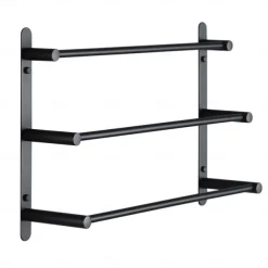 3-Tier Towel Towel Rail ,Wall Mounted Stainless Steel Towel Rack Storage Shelf for Bathroom 30cm~70cm Towel Bar Towel Rail Towel Hanger(Matte Black/Chrome)