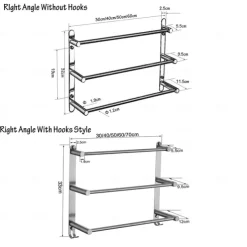 3-Tier Towel Towel Rail ,Wall Mounted Stainless Steel Towel Rack Storage Shelf for Bathroom 30cm~70cm Towel Bar Towel Rail Towel Hanger(Matte Black/Chrome)