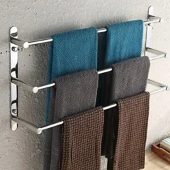 3-Tiers Towel Rack Stainless Steel Bath Towel Bar Towel Rail Wall Mount Mirror Polished Silvery 60/70cm