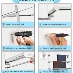 3-Tiers Towel Rack Stainless Steel Bath Towel Bar Towel Rail Wall Mount Mirror Polished Silvery 60/70cm