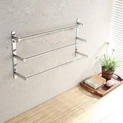 3-Tiers Towel Rack Stainless Steel Bath Towel Bar Towel Rail Wall Mount Mirror Polished Silvery 60/70cm