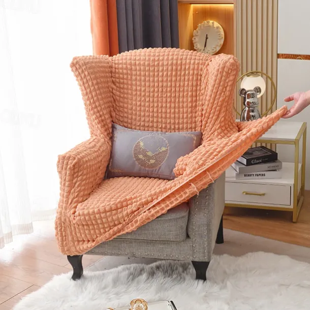 Tiger Stool Cover Burgundy Seersucker Soft Elastic Modern All-wrap Tiger Bench Cover Stool Cover Plaid Sofa Chair Cover