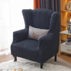 Tiger Stool Cover Burgundy Seersucker Soft Elastic Modern All-wrap Tiger Bench Cover Stool Cover Plaid Sofa Chair Cover