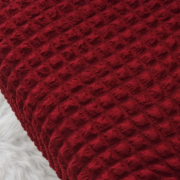 Tiger Stool Cover Burgundy Seersucker Soft Elastic Modern All-wrap Tiger Bench Cover Stool Cover Plaid Sofa Chair Cover