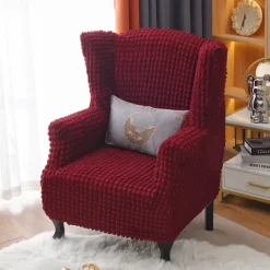 Tiger Stool Cover Burgundy Seersucker Soft Elastic Modern All-wrap Tiger Bench Cover Stool Cover Plaid Sofa Chair Cover