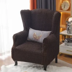 Tiger Stool Cover Burgundy Seersucker Soft Elastic Modern All-wrap Tiger Bench Cover Stool Cover Plaid Sofa Chair Cover