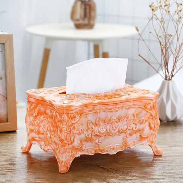 Tissue Box Holder, Vintage Toilet Paper Holder, Elegant Acrylic Facial Tissue Napkin Dispenser Holder For Bedroom, Coffee Table, Bathroom, Home, Restaurant, Wedding