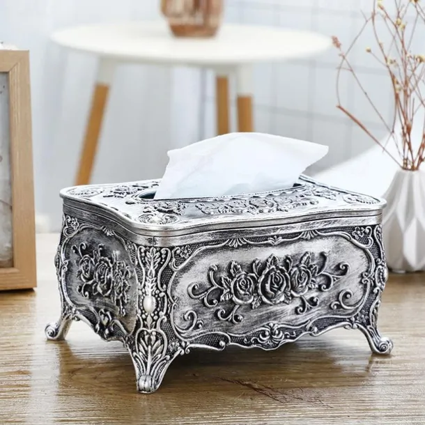 Tissue Box Holder, Vintage Toilet Paper Holder, Elegant Acrylic Facial Tissue Napkin Dispenser Holder For Bedroom, Coffee Table, Bathroom, Home, Restaurant, Wedding
