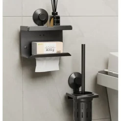 Toilet Brush and Holder, Paper Towel Holder, Suction Cup Bath Hardware Set, Bathroom Accessories Wall-Mounted