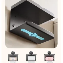 Toilet Brush and Holder, Paper Towel Holder, Suction Cup Bath Hardware Set, Bathroom Accessories Wall-Mounted