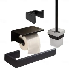 Toilet Brush Holder / Towel Bar / Bathroom Accessory Set Creative / Multifunction / Premium Design Traditional / Contemporary Metal / Stainless Steel / Glasses 4pcs - Bathroom Wall Mounted