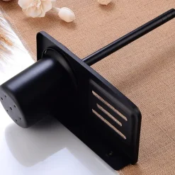 Toilet Brush Holder Set Aluminum Material Include Bathroom Toilet Brush and Toilet Brush Holder Wall Mounted Black 1Set