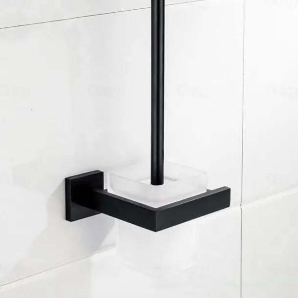 Toilet Brush Holder Set New Design Stainless Steel Matte Black Toilet Brush Holder Wall Mounted 1pc