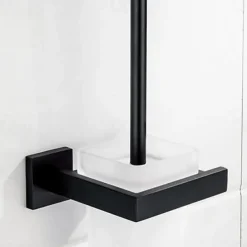 Toilet Brush Holder Set New Design Stainless Steel Matte Black Toilet Brush Holder Wall Mounted 1pc