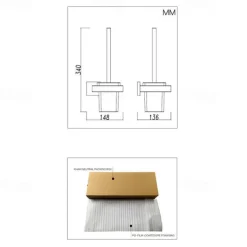 Toilet Brush Holder Set New Design Stainless Steel Matte Black Toilet Brush Holder Wall Mounted 1pc