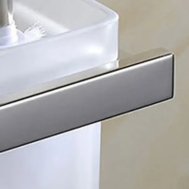 Toilet Brush Holder Set with Base New Design Modern Stainless Steel Wall Mounted Silvery 1pc
