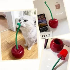 Toilet Brush with Holder, Red Cherry Shape, Long Handle Bathroom Cleaning Tool, Thick Bristles for Deep Cleaning, Rust-Resistant, Leakproof Base for Storage & Organization