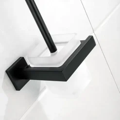 Toilet Brush with Holder, Stainless Steel Wall Mounted Rubber Painted Toilet Bowl Brush and Holder for Bathroom