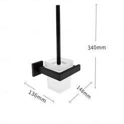 Toilet Brush with Holder, Stainless Steel Wall Mounted Rubber Painted Toilet Bowl Brush and Holder for Bathroom