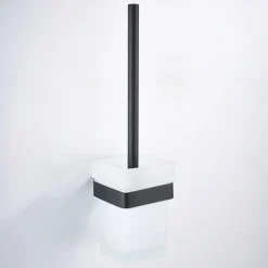 Toilet Brush with Holder, Stainless Steel Wall Mounted Rubber Painted Toilet Bowl Brush and Holder for Bathroom