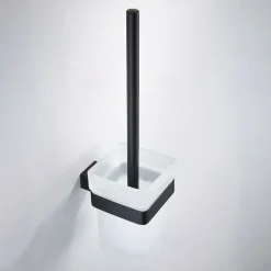 Toilet Brush with Holder, Stainless Steel Wall Mounted Rubber Painted Toilet Bowl Brush and Holder for Bathroom