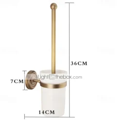 Toilet Brush with Holder,Antique Brass Wall Mounted Rubber Painted Toilet Bowl Brush and Holder for Bathroom