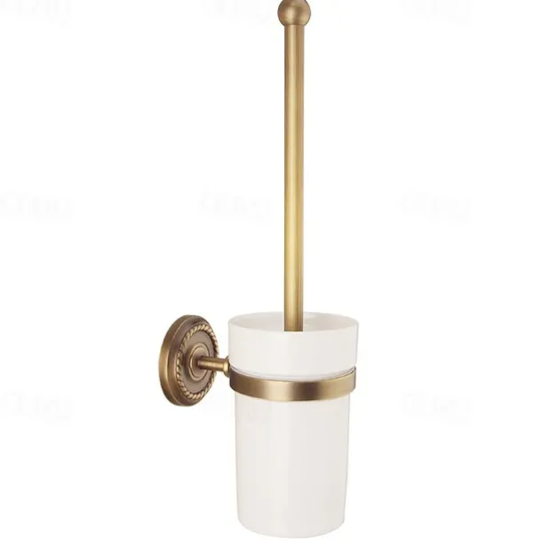 Toilet Brush with Holder,Antique Brass Wall Mounted Rubber Painted Toilet Bowl Brush and Holder for Bathroom