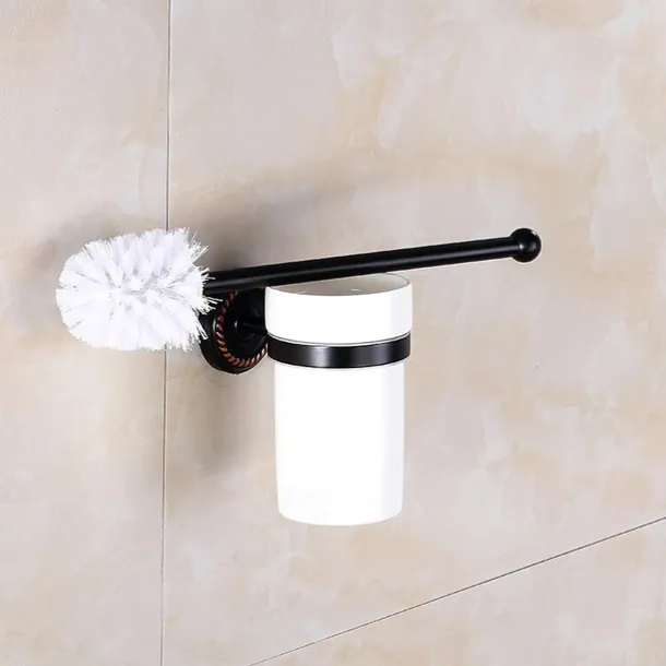 Toilet Brush with Holder,Antique Brass Wall Mounted Rubber Painted Toilet Bowl Brush and Holder for Bathroom