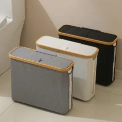 Toilet Paper Basket with Lid Large Capacity Easy to Install Toilet Paper Storage Organizer Multi-purpose Toilet Paper Holder