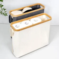 Toilet Paper Basket with Lid Large Capacity Easy to Install Toilet Paper Storage Organizer Multi-purpose Toilet Paper Holder