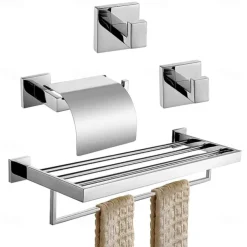 Toilet Paper Holder / Robe Hook / Bathroom Shelf New Design / Creative Contemporary / Modern Stainless Steel + A Grade ABS / Stainless Steel / Metal 4pcs - Bathroom Wall Mounted