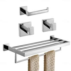 Toilet Paper Holder / Robe Hook / Bathroom Shelf New Design / Creative Contemporary / Traditional Stainless Steel + A Grade ABS / Stainless Steel / Metal 4pcs - Bathroom Wall Mounted