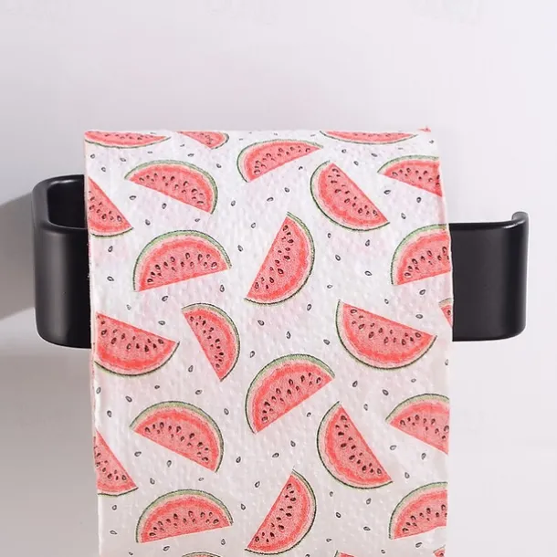 Toilet Paper Holder Aluminum Material Bathroom Wall Mounted Toilet Roll Paper Single Rod Black 1pc