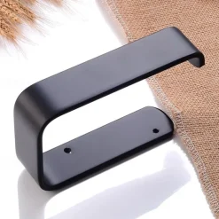 Toilet Paper Holder Aluminum Material Bathroom Wall Mounted Toilet Roll Paper Single Rod Black 1pc