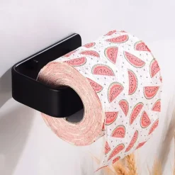 Toilet Paper Holder Aluminum Material Bathroom Wall Mounted Toilet Roll Paper Single Rod Black 1pc