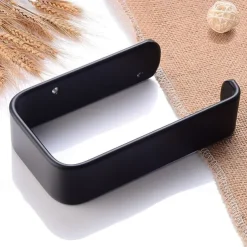 Toilet Paper Holder Aluminum Material Bathroom Wall Mounted Toilet Roll Paper Single Rod Black 1pc
