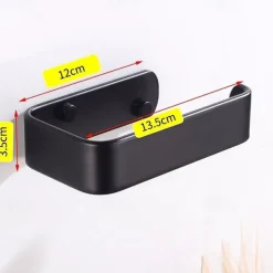 Toilet Paper Holder Aluminum Material Bathroom Wall Mounted Toilet Roll Paper Single Rod Black 1pc