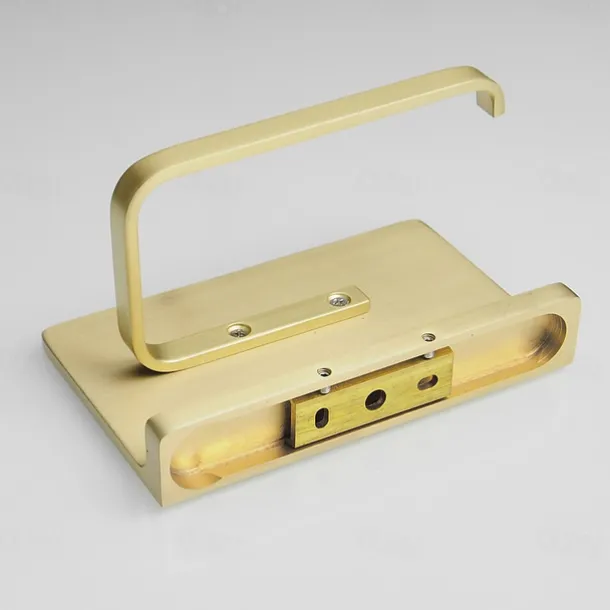 Toilet Paper Holder Creative Metal Bathroom Shelf with Mobile Phone Storage Shelf Wall Mounted Brushed Gold 1PC