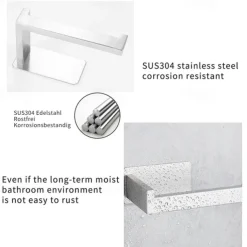 Toilet Paper Holder for Bathroom Self-adhesive 304 Stainless Steel Roll Paper Holder Paper Towel Holder Punch Free Wall Mounted Toilet Paper Holder Bathroom Roll Paper Holder