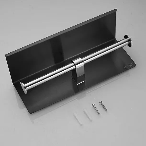 Toilet Paper Holder Multifunction Stainless Steel Bathroom Shelf Double Rods Wall Mounted 1pc
