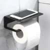 Toilet Paper Holder Multi-Functional Storage Roll Paper Holder Black Matt Space Aluminum