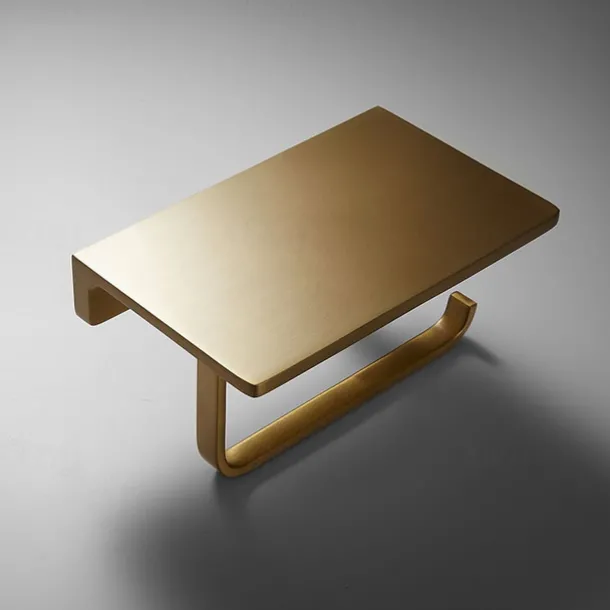 Toilet Paper Holder New Design Bathroom Shelf Contemporary Brass Wall Mounted Brushed Golden 1pc