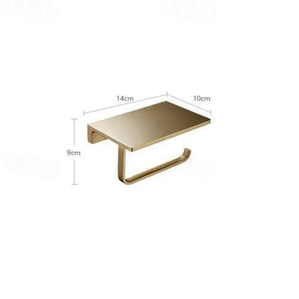 Toilet Paper Holder New Design Bathroom Shelf Contemporary Brass Wall Mounted Brushed Golden 1pc